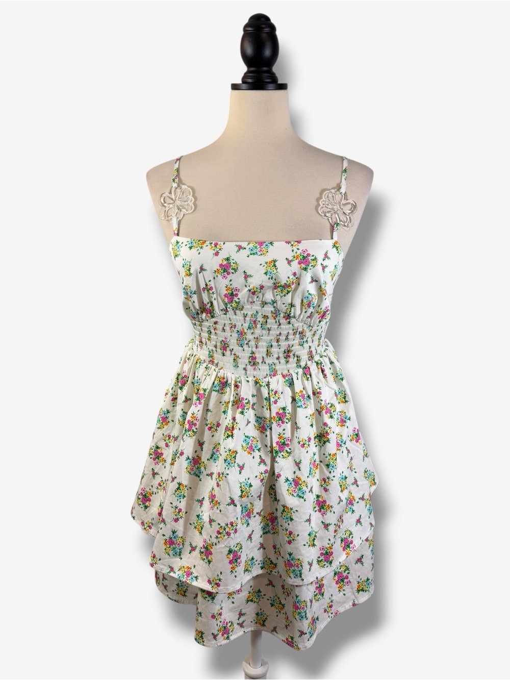 For Love & Lemons Tanya Floral Mini Dress S Open Back Smocked Coquette